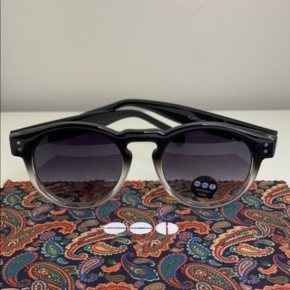Komono New Sunglasses Clement Paisley round ombre gray black main image 6